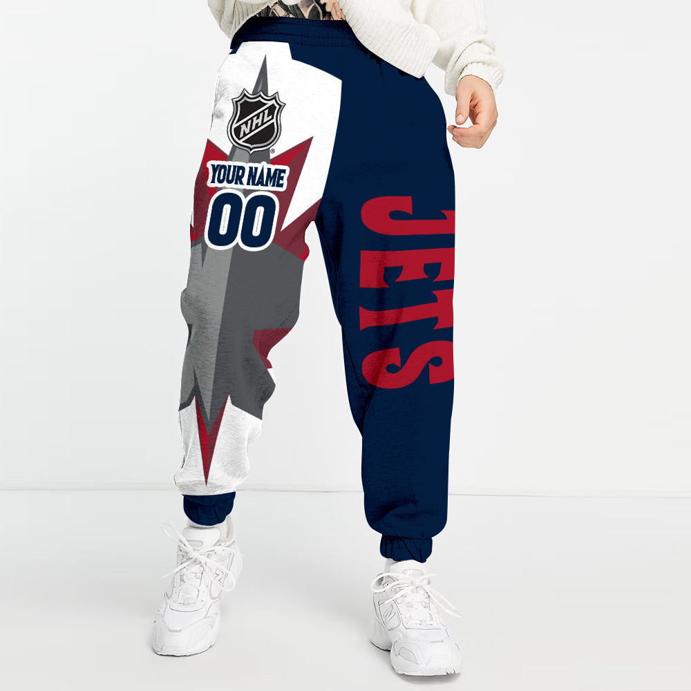 LIMITED EDITION - NEW CUSTOMIZED NHL21 WPJ WINNIPEG JETS LONG PANTS