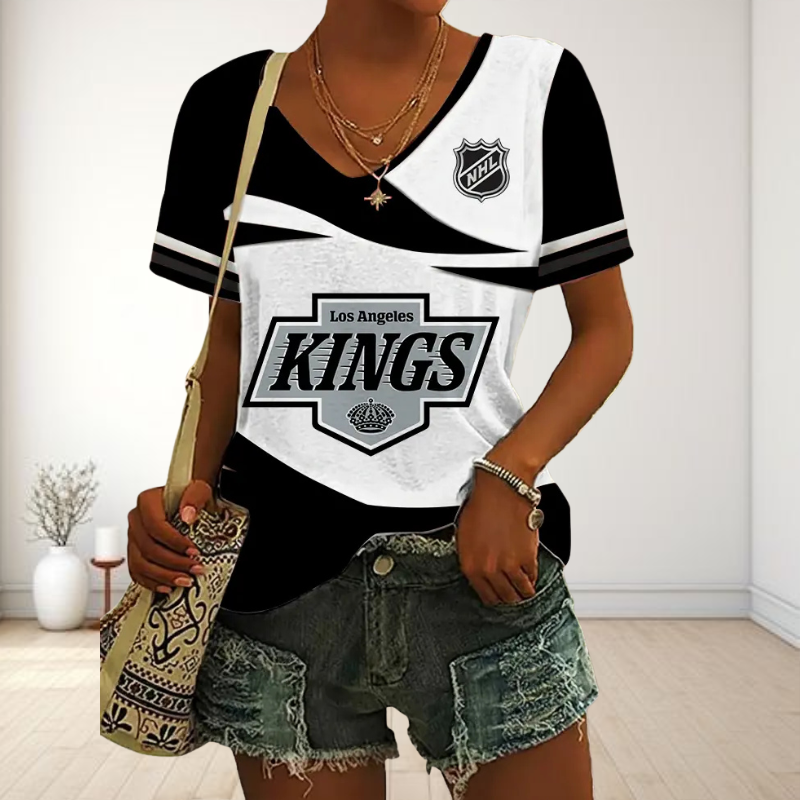 [SUPER SALE] NEW CUSTOMIZED NHL16 LAK LOS ANGELES KINGS V-NECK FEMALE SHIRT