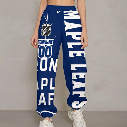 LIMITED EDITION - NEW CUSTOMIZED NHL23 TML TORONTO MAPLE LEAFS LONG PANTS
