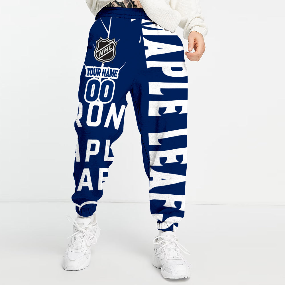 LIMITED EDITION - NEW CUSTOMIZED NHL23 TML TORONTO MAPLE LEAFS LONG PANTS