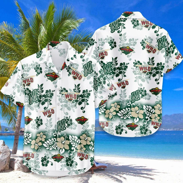 [SUPER SALE ] NEW CUSTOMIZED NHL13 MNW MINNESOTA WILD UNISEX HAWAIIAN SHIRT & SHORTS SET