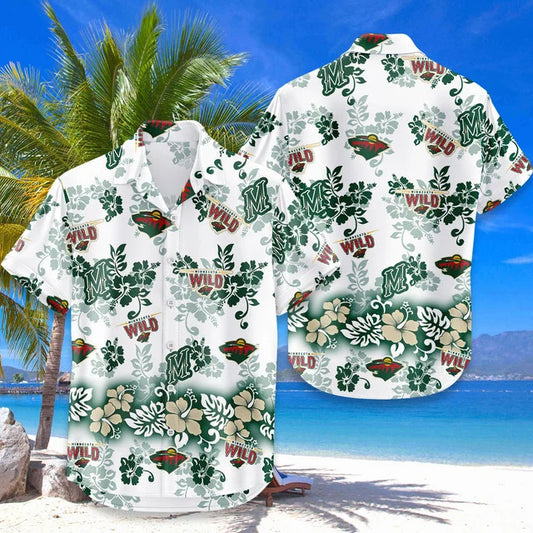 [SUPER SALE ] NEW CUSTOMIZED NHL13 MNW MINNESOTA WILD UNISEX HAWAIIAN SHIRT & SHORTS SET