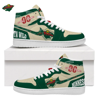 [SUPER SALE] NEW CUSTOMIZED NHL13 MN WILD AIR JORDAN SNEAKERS