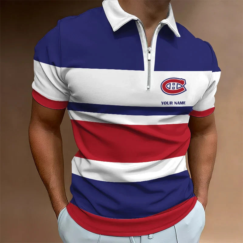 [SUPER SALE ] NEW CUSTOMIZED NHL11 MCD MONTREAL CANADIENS ZIP POLO SHIRT