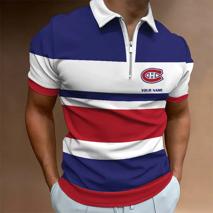 [SUPER SALE ] NEW CUSTOMIZED NHL11 MCD MONTREAL CANADIENS ZIP POLO SHIRT
