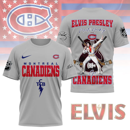 LIMITED EDITION - NEW CUSTOMIZED NHL11 MCD MONTREAL CANADIENS X ELVIS PRESLEY FAN 3D SHIRT