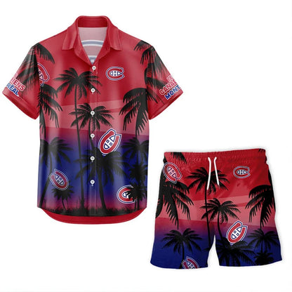 LIMITED EDITION - NEW CUSTOMIZED NHL11 MCD MONTREAL CANADIENS UNISEX HAWAIIAN SHIRT & SHORTS SET
