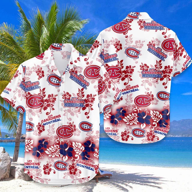 [SUPER SALE ] NEW CUSTOMIZED NHL11 MCD MONTREAL CANADIENS UNISEX HAWAIIAN SHIRT & SHORTS SET