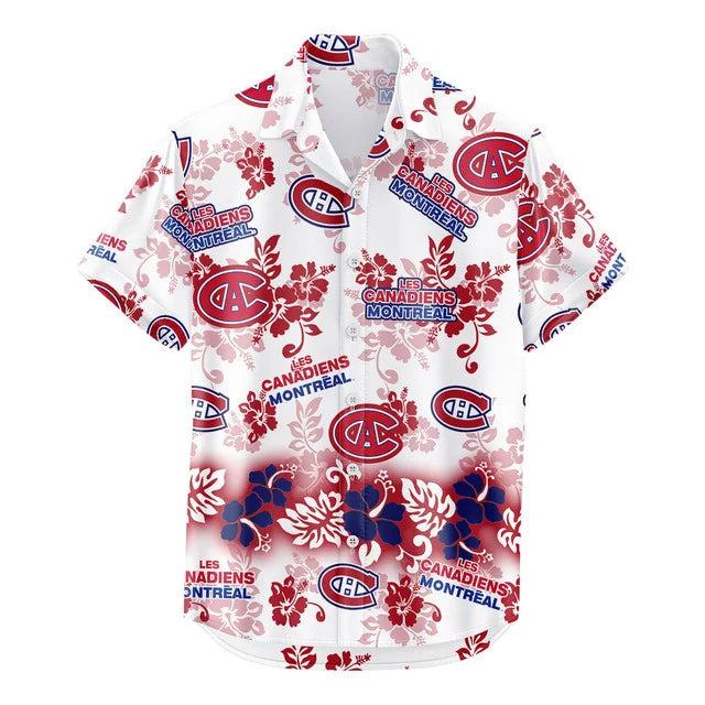 [SUPER SALE ] NEW CUSTOMIZED NHL11 MCD MONTREAL CANADIENS UNISEX HAWAIIAN SHIRT & SHORTS SET
