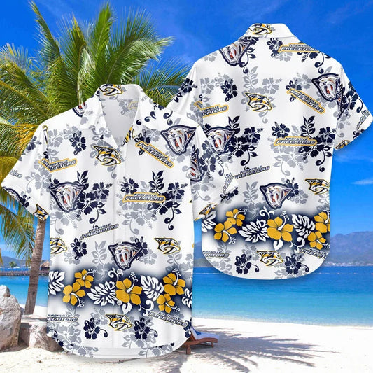 [SUPER SALE ] NEW CUSTOMIZED NHL31 NVP NASHVILLE PREDATORS UNISEX HAWAIIAN SHIRT & SHORTS SET
