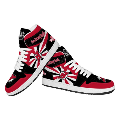 [SUPER SALE] NEW CUSTOMIZED NHL06 NJ DEVILS AIR JORDAN SNEAKERS