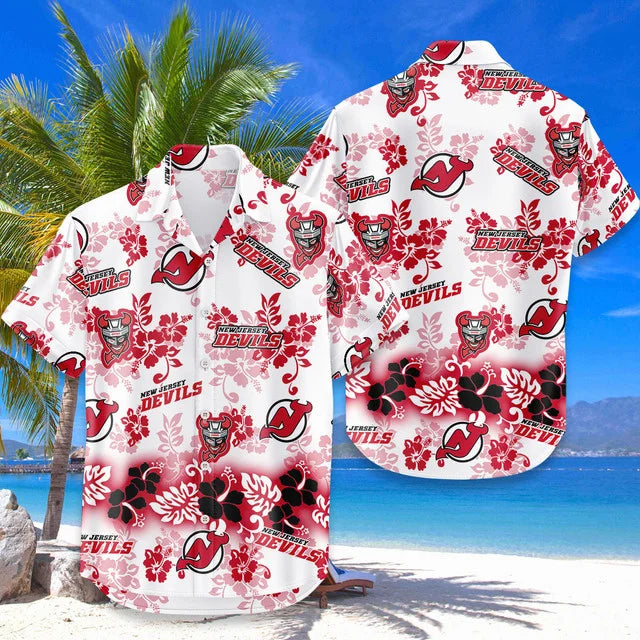 [SUPER SALE ] NEW CUSTOMIZED NHL06 NJD NEW JERSEY DEVILS UNISEX HAWAIIAN SHIRT & SHORTS SET