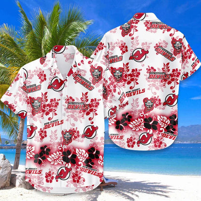 [SUPER SALE ] NEW CUSTOMIZED NHL06 NJD NEW JERSEY DEVILS UNISEX HAWAIIAN SHIRT & SHORTS SET