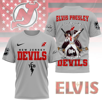 LIMITED EDITION - NEW CUSTOMIZED NHL06 NJD NEW JERSEY DEVILS X ELVIS PRESLEY FAN 3D SHIRT