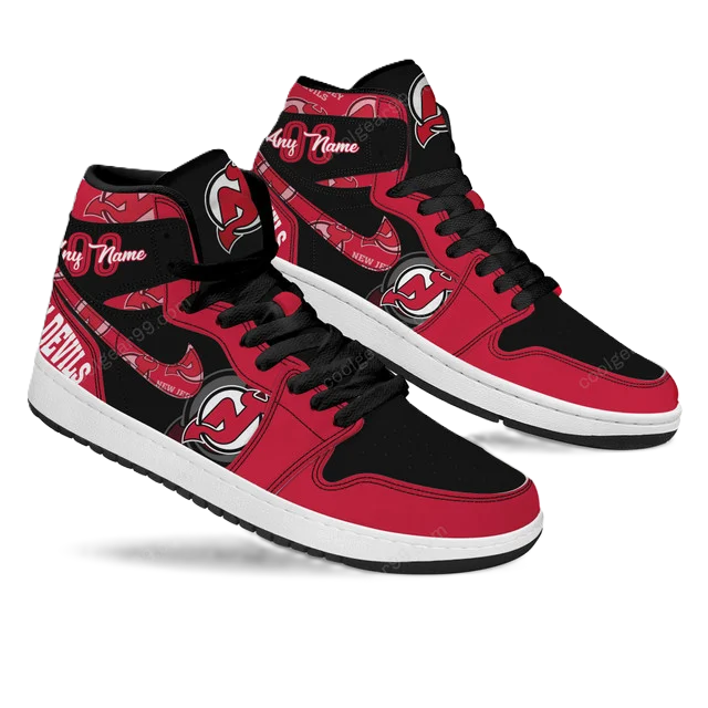 [SUPER SALE] NEW CUSTOMIZED NHL06 NJ DEVILS AIR JORDAN SNEAKERS