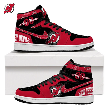 [SUPER SALE] NEW CUSTOMIZED NHL06 NJ DEVILS AIR JORDAN SNEAKERS