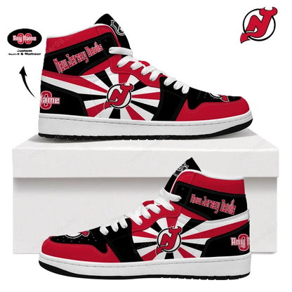 [SUPER SALE] NEW CUSTOMIZED NHL06 NJ DEVILS AIR JORDAN SNEAKERS