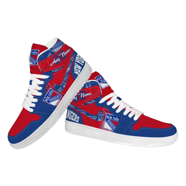 [SUPER SALE] NEW CUSTOMIZED NHL24 NY RANGERS AIR JORDAN SNEAKERS