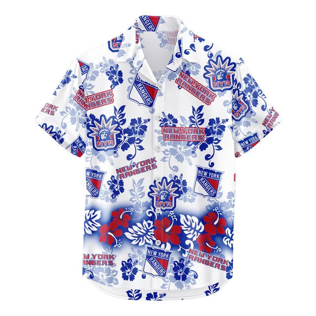 [SUPER SALE ] NEW CUSTOMIZED NHL24 NYR NEW YORK RANGERS UNISEX HAWAIIAN SHIRT & SHORTS SET