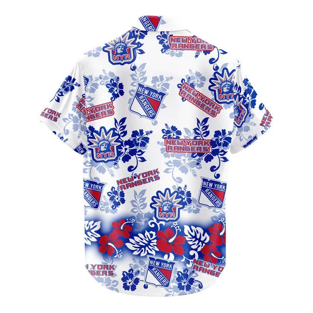 [SUPER SALE ] NEW CUSTOMIZED NHL24 NYR NEW YORK RANGERS UNISEX HAWAIIAN SHIRT & SHORTS SET