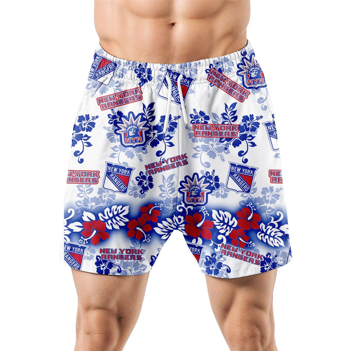 [SUPER SALE ] NEW CUSTOMIZED NHL24 NYR NEW YORK RANGERS UNISEX HAWAIIAN SHIRT & SHORTS SET