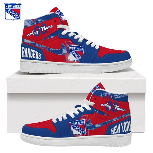 [SUPER SALE] NEW CUSTOMIZED NHL24 NY RANGERS AIR JORDAN SNEAKERS