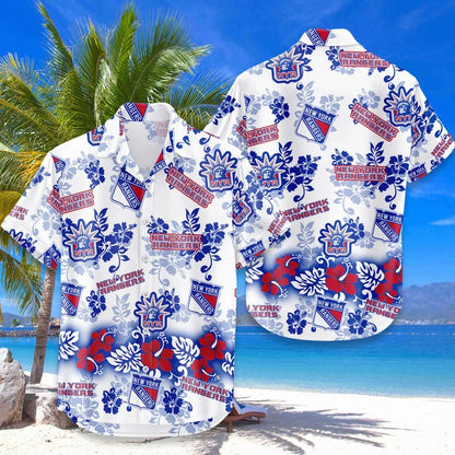 [SUPER SALE ] NEW CUSTOMIZED NHL24 NYR NEW YORK RANGERS UNISEX HAWAIIAN SHIRT & SHORTS SET