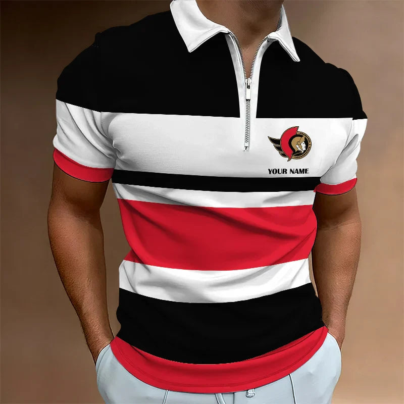 [SUPER SALE ] NEW CUSTOMIZED NHL29 OSN OTTAWA SENATORS ZIP POLO SHIRT