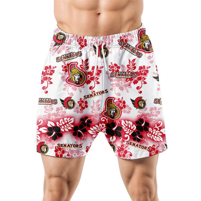 [SUPER SALE ] NEW CUSTOMIZED NHL29 OSN OTTAWA SENATORS UNISEX HAWAIIAN SHIRT & SHORTS SET