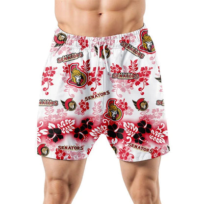 [SUPER SALE ] NEW CUSTOMIZED NHL29 OSN OTTAWA SENATORS UNISEX HAWAIIAN SHIRT & SHORTS SET
