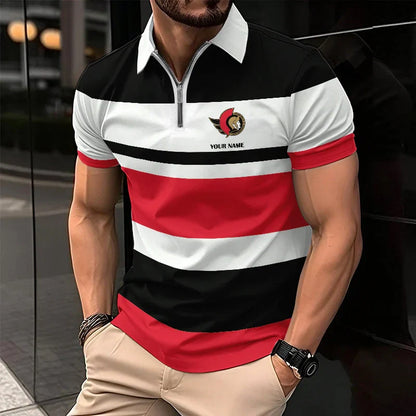 [SUPER SALE ] NEW CUSTOMIZED NHL29 OSN OTTAWA SENATORS ZIP POLO SHIRT