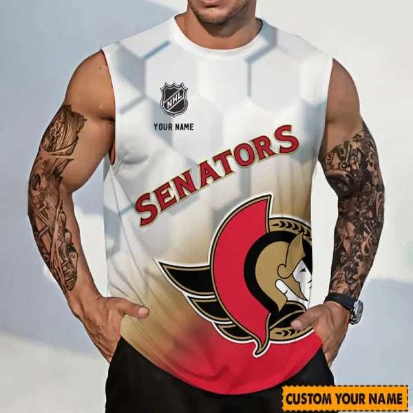 LIMITED EDITION - NEW CUSTOMIZED NHL29 OSN OTTAWA SENATORS TANK TOP & GYM SHIRT