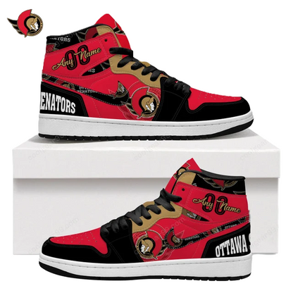 [SUPER SALE] NEW CUSTOMIZED NHL29 OT SENATORS AIR JORDAN SNEAKERS