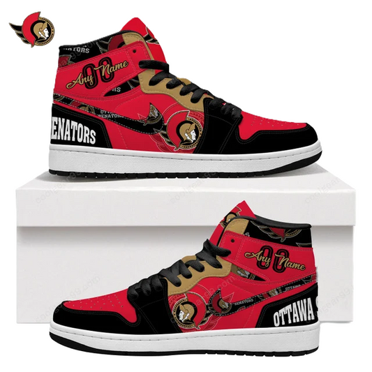 [SUPER SALE] NEW CUSTOMIZED NHL29 OT SENATORS AIR JORDAN SNEAKERS