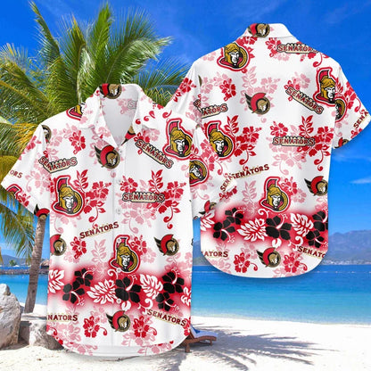 [SUPER SALE ] NEW CUSTOMIZED NHL29 OSN OTTAWA SENATORS UNISEX HAWAIIAN SHIRT & SHORTS SET