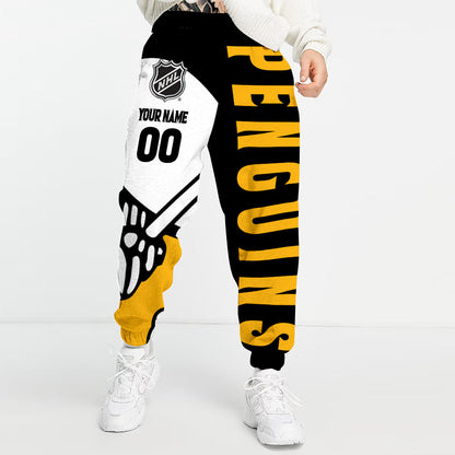 LIMITED EDITION - NEW CUSTOMIZED NHL26 PBP PITTSBURGH PENGUINS LONG PANTS