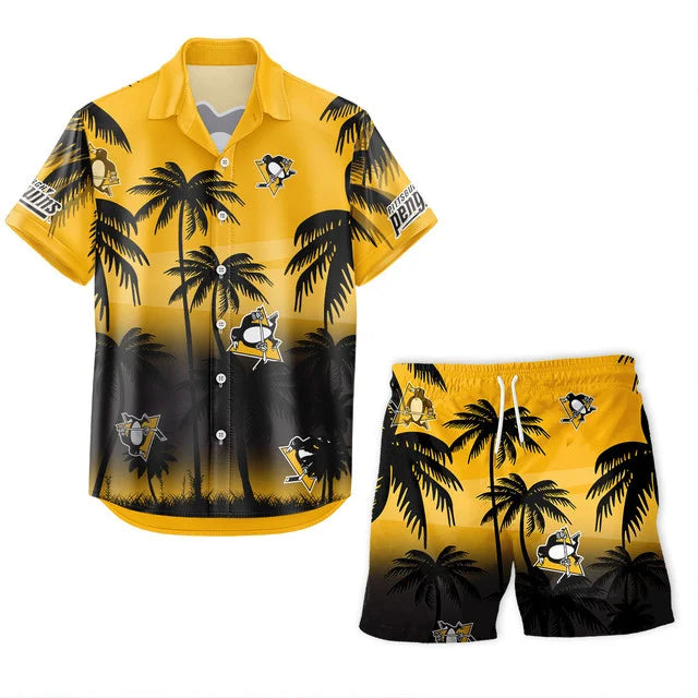 LIMITED EDITION - NEW CUSTOMIZED NHL26 PBP PITTSBURGH PENGUINS UNISEX HAWAIIAN SHIRT & SHORTS SET