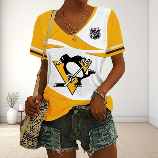 [SUPER SALE] NEW CUSTOMIZED NHL26 PBP PITTSBURGH PENGUINS V-NECK FEMALE SHIRT
