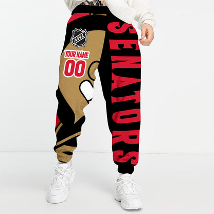 LIMITED EDITION - NEW CUSTOMIZED NHL29 OSN OTTAWA SENATORS LONG PANTS
