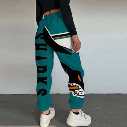 LIMITED EDITION - NEW CUSTOMIZED NHL32 SJS SAN JOSE SHARKS LONG PANTS