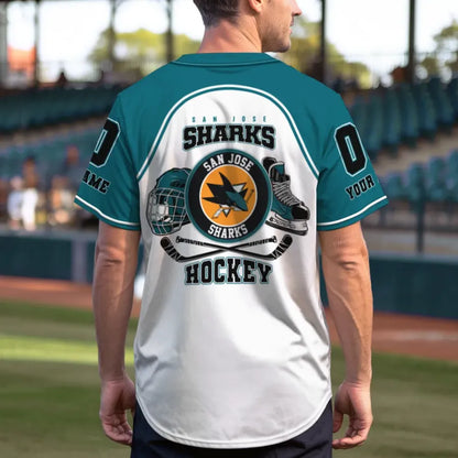 LIMITED EDITION - NEW CUSTOMIZED NHL32 SJS SAN JOSE SHARKS BASEBALL JERSEY