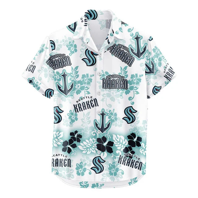 [SUPER SALE ] NEW CUSTOMIZED NHL20 SEATTLE KRAKEN UNISEX HAWAIIAN SHIRT & SHORTS SET