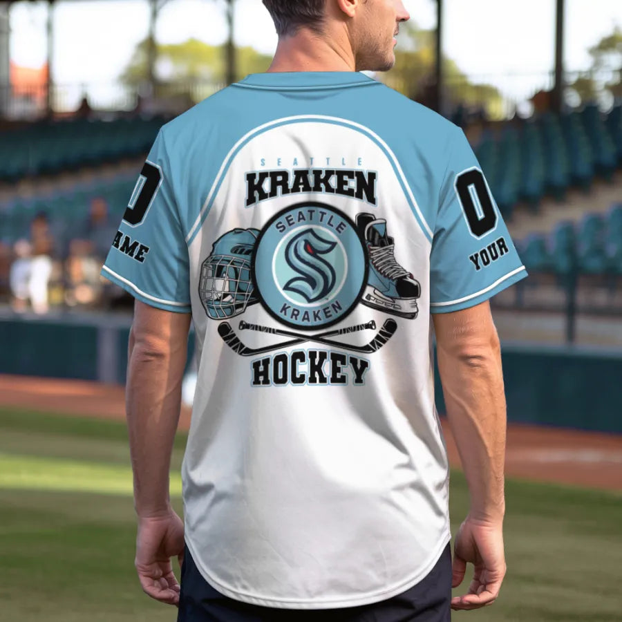 LIMITED EDITION - NEW CUSTOMIZED NHL20 SEATTLE KRAKEN BASEBALL JERSEY