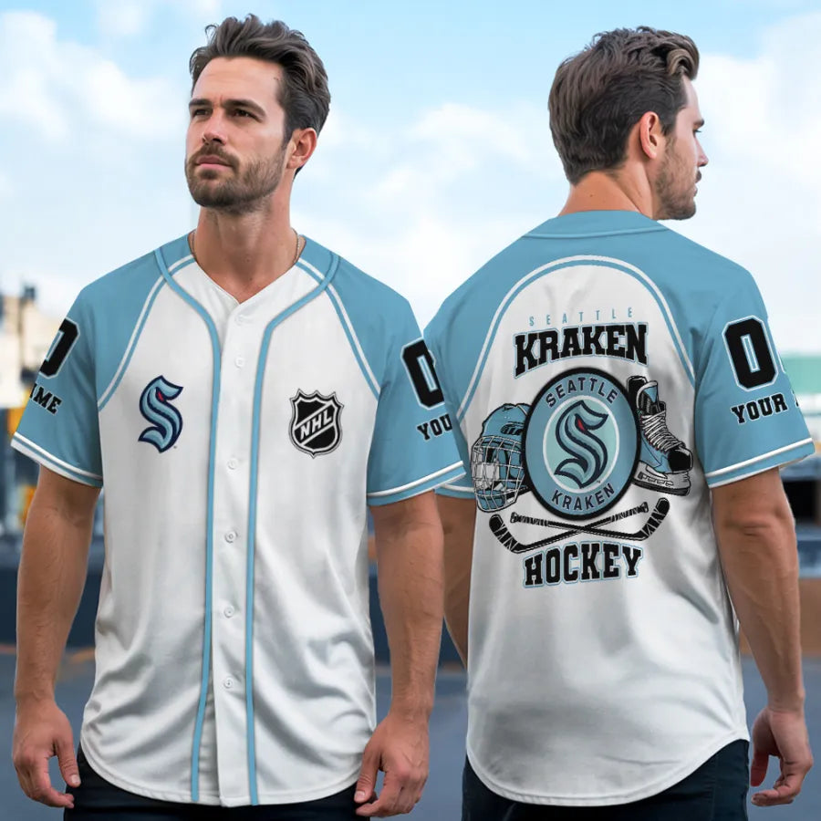 LIMITED EDITION - NEW CUSTOMIZED NHL20 SEATTLE KRAKEN BASEBALL JERSEY