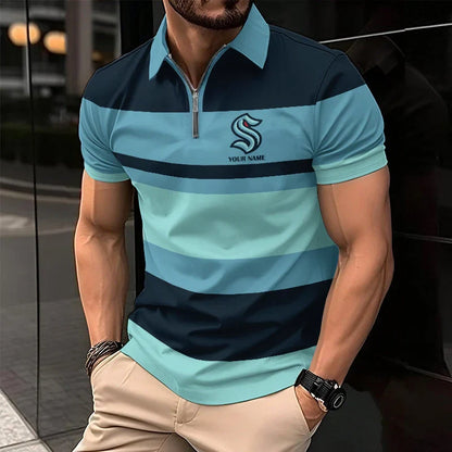 [SUPER SALE ] NEW CUSTOMIZED NHL20 SEATTLE KRAKEN ZIP POLO SHIRT