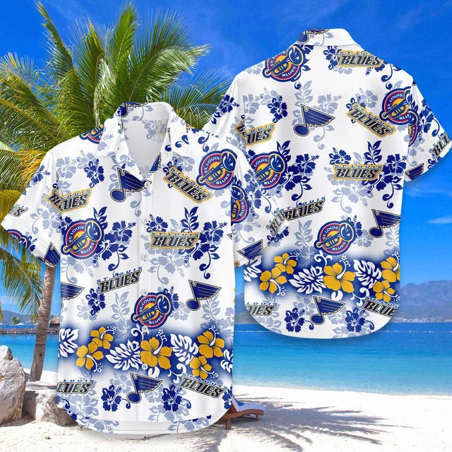 [SUPER SALE ] NEW CUSTOMIZED NHL14 SLB ST. LOUIS BLUES UNISEX HAWAIIAN SHIRT & SHORTS SET