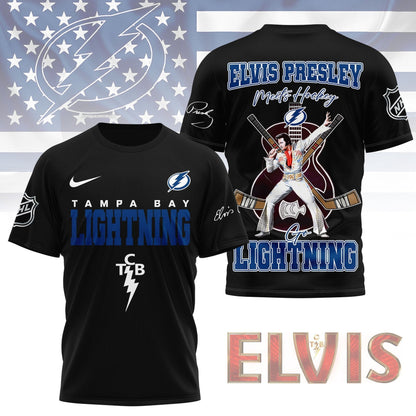 LIMITED EDITION - NEW CUSTOMIZED NHL12 TPL TAMPA BAY LIGHTNING X ELVIS PRESLEY FAN 3D SHIRT
