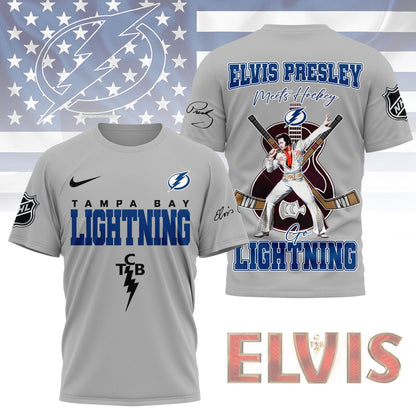 LIMITED EDITION - NEW CUSTOMIZED NHL12 TPL TAMPA BAY LIGHTNING X ELVIS PRESLEY FAN 3D SHIRT