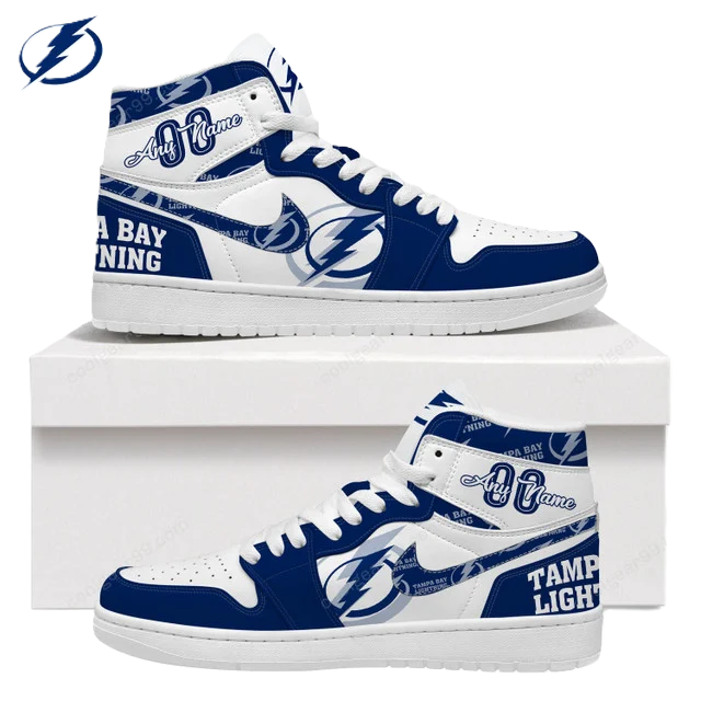 [SUPER SALE] NEW CUSTOMIZED NHL12 TB LIGHTNING AIR JORDAN SNEAKERS