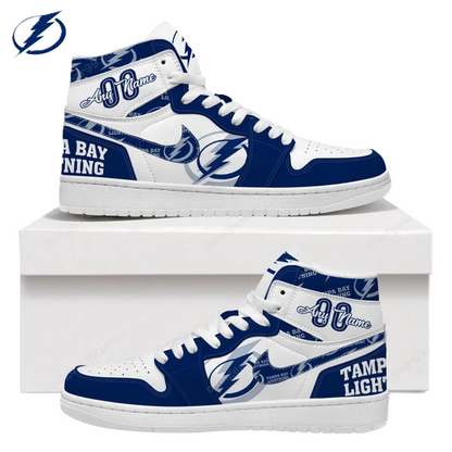 [SUPER SALE] NEW CUSTOMIZED NHL12 TB LIGHTNING AIR JORDAN SNEAKERS